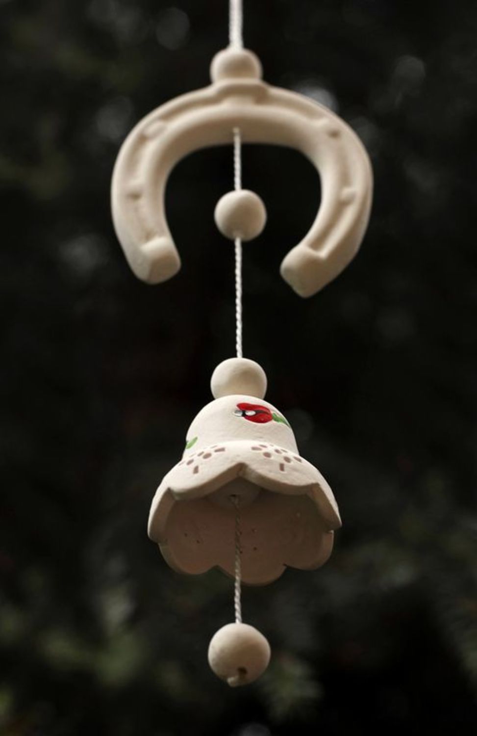 Ceramic bell with hanging horseshoe photo 3