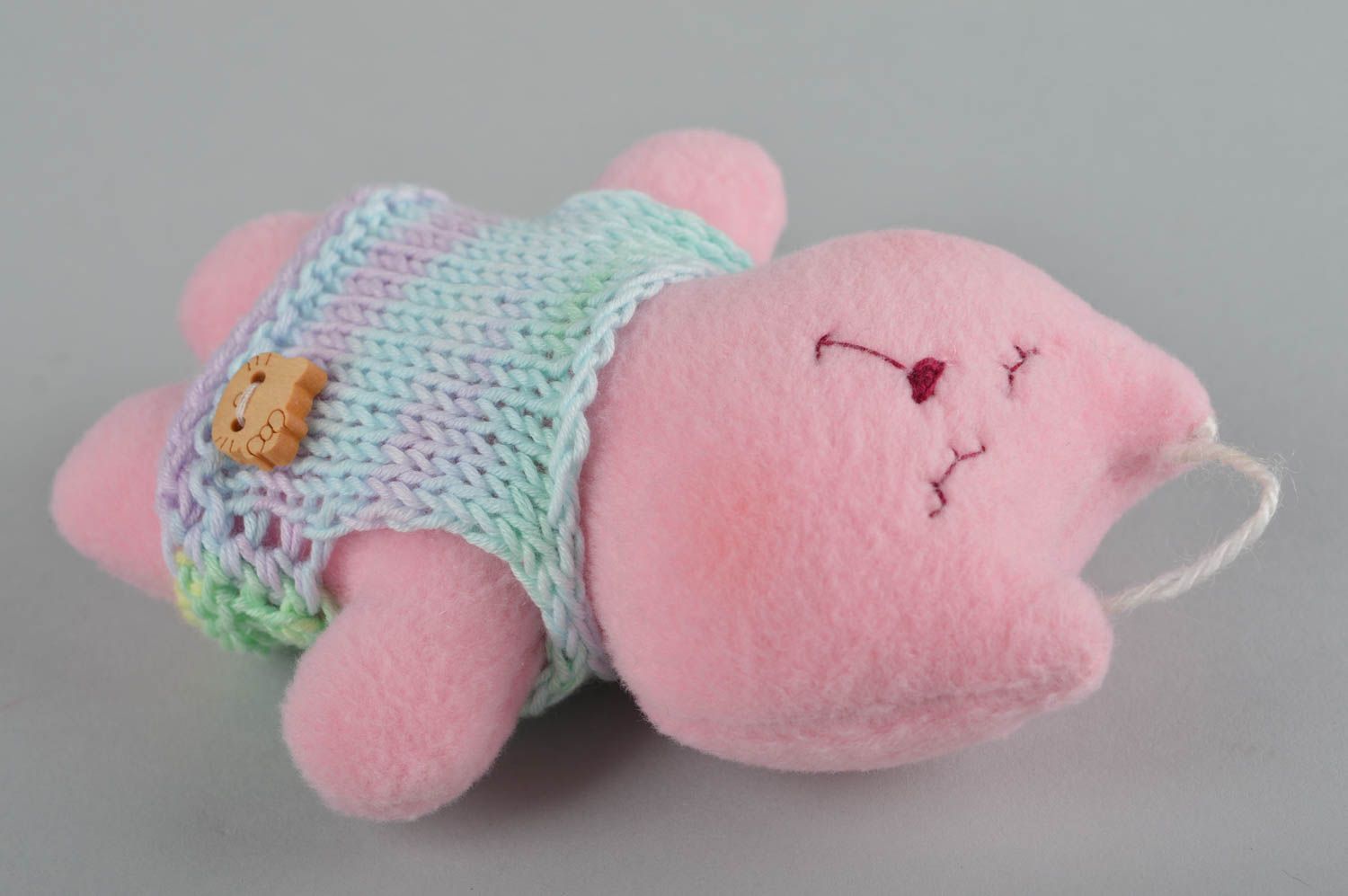 Мягкая игрушка ручной работы игрушка кот розовый детская игрушка для девочки фото 2