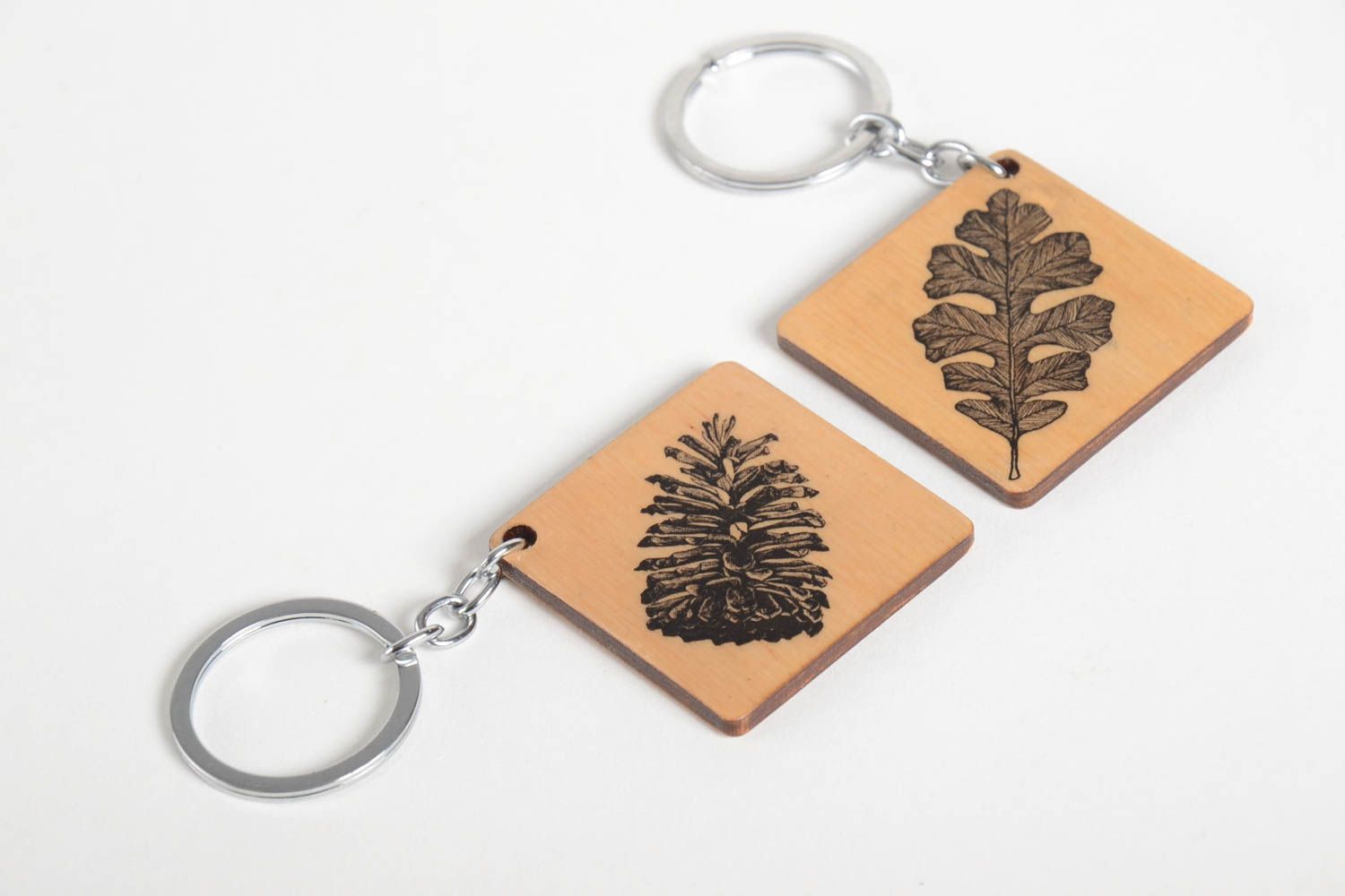 Paar Schlüsselanhänger mit Print handmade Schlüsselanhänger Holz Geschenk Idee foto 5