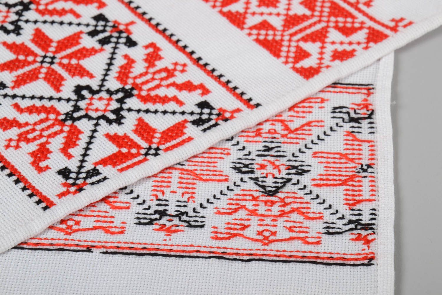 Unique handmade towel cross-stitch embroidered designer wedding ceremony decor photo 3