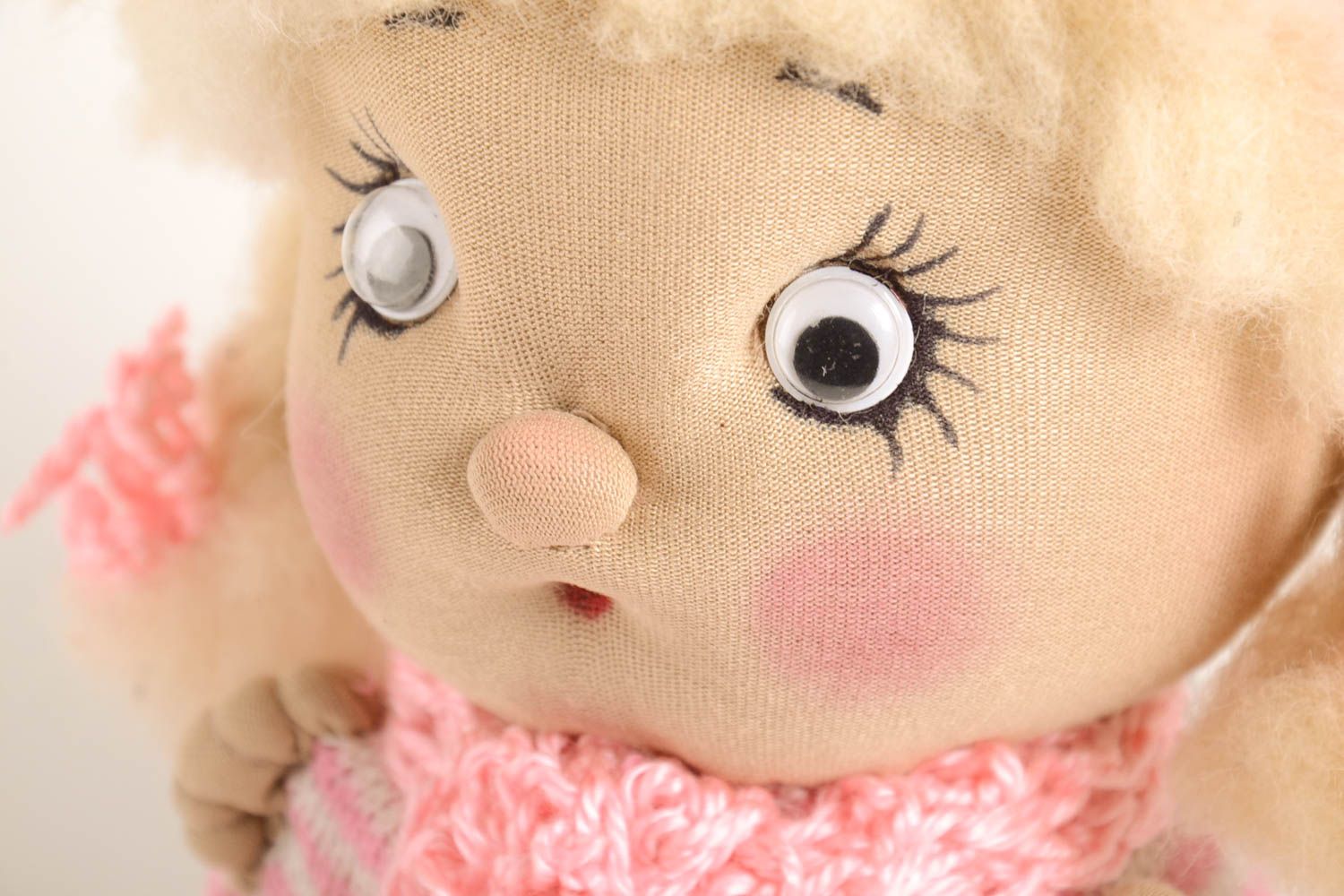 Puppe handgemacht Kinder Puppe Geschenk Idee ausgefallenes Spielzeug im Overall foto 5