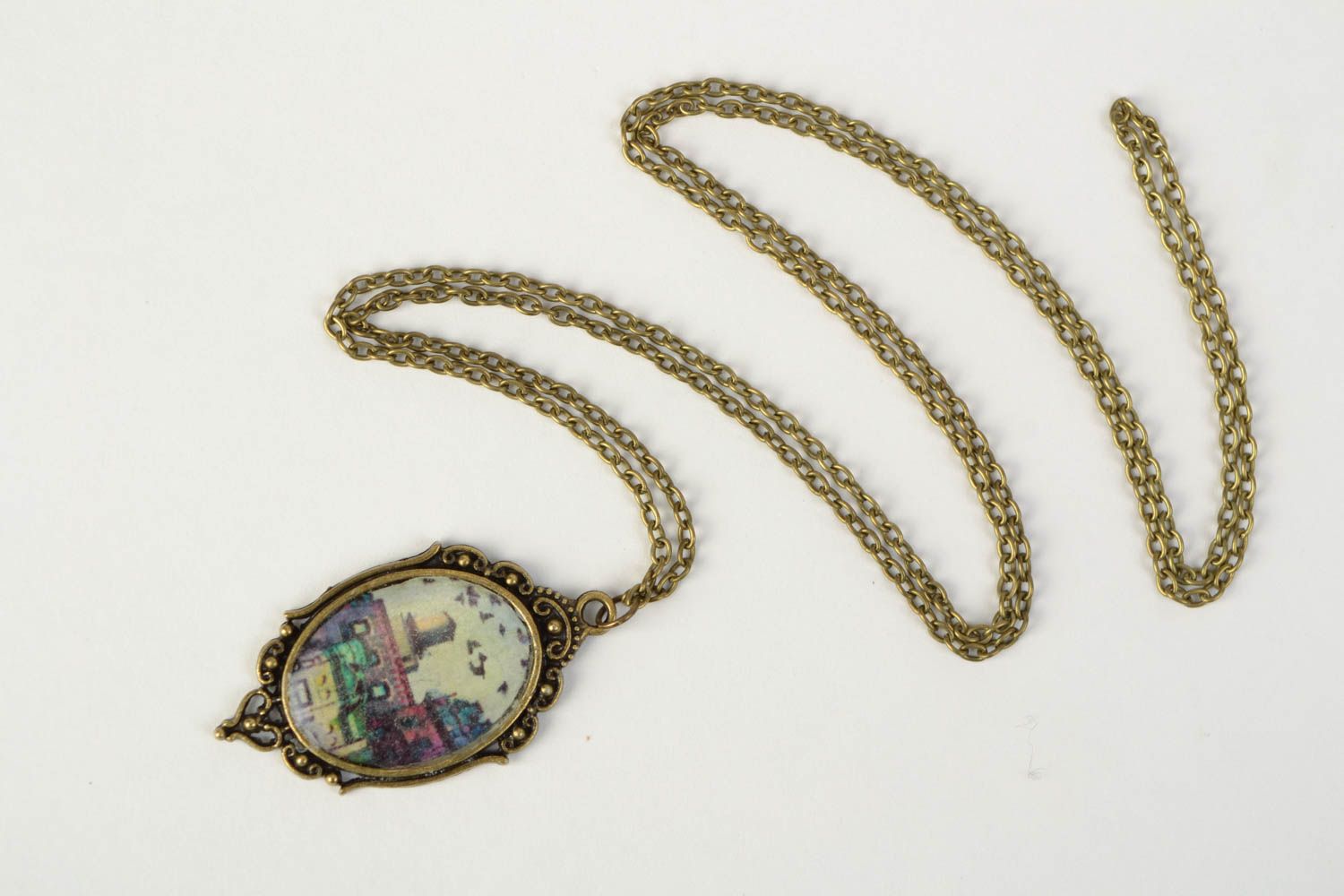 Handmade jewelry resin pendant with decoupage print vintage photo 5