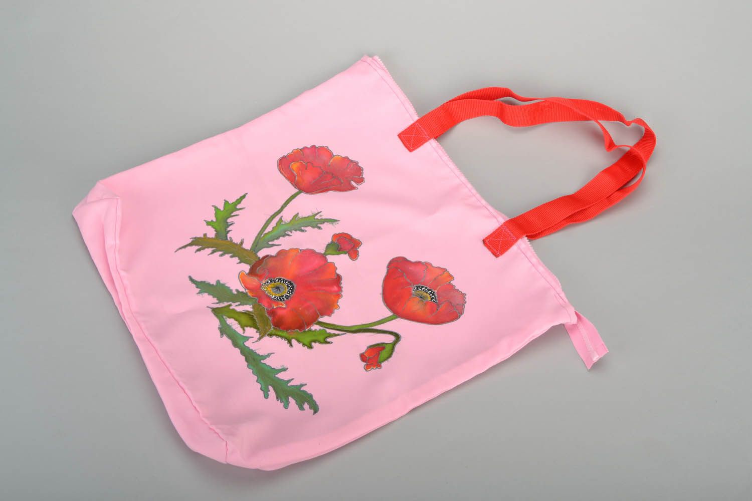 Sommerliche Handtasche aus Textil Mohnblumen foto 1