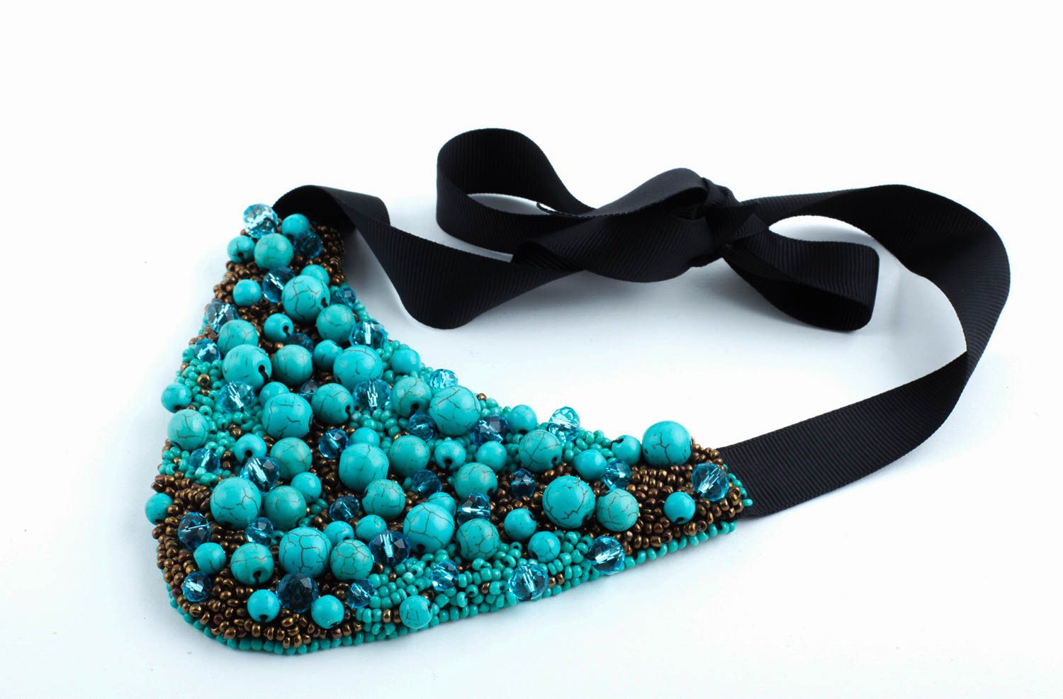 Collar original hecho a mano regalo personalizado bisutería artesanal color azul foto 4