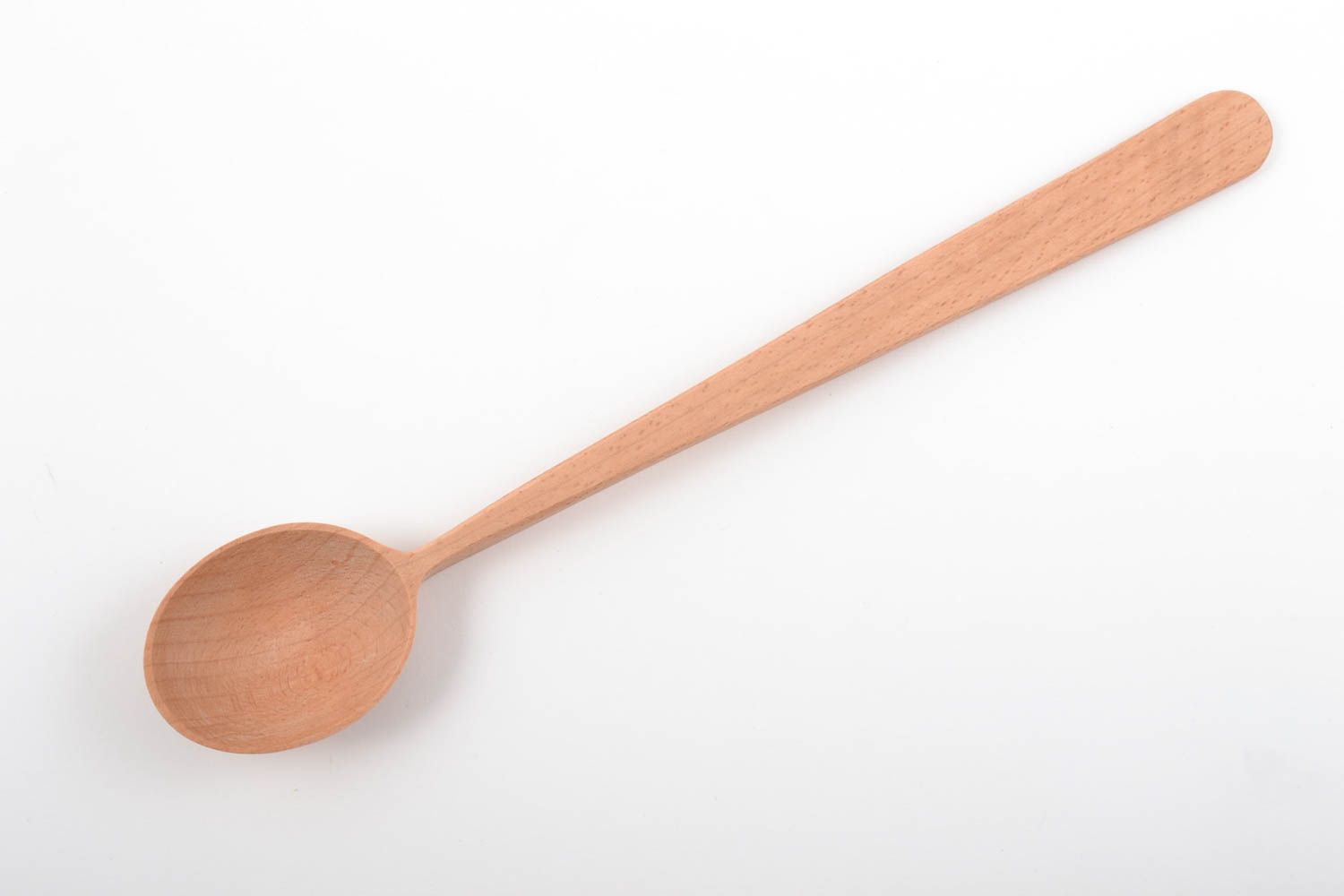 Handmade eco friendly polished boiled beech wood tea spoon with long handle photo 2