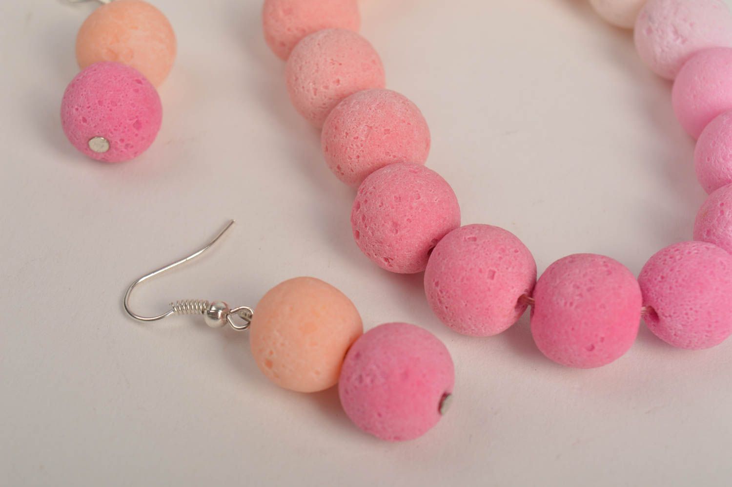 Wrist bracelet fashion earrings polymer clay jewelry pink beads women jewelry  photo 5