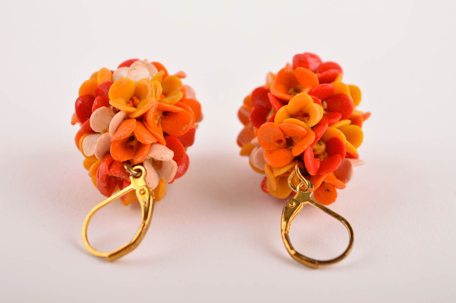 Handmade grelle Blumen Ohrringe Designer Schmuck Accessoire für Frauen orange foto 5