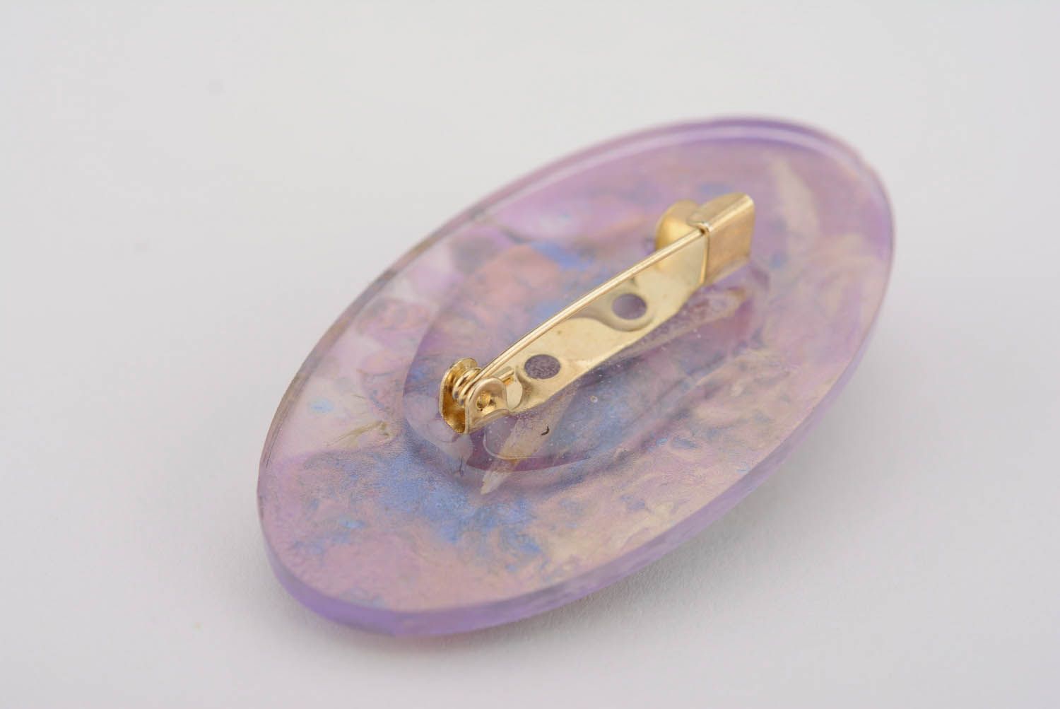 Broche bijou ovale lilas faite main photo 4