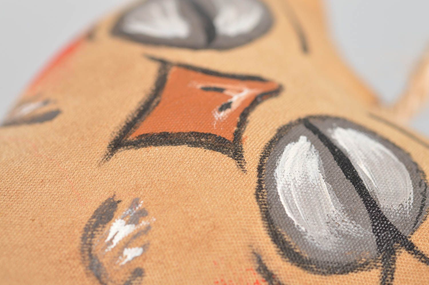 Peluche chouette décorative en coton peinte faite main originale à accrocher photo 4