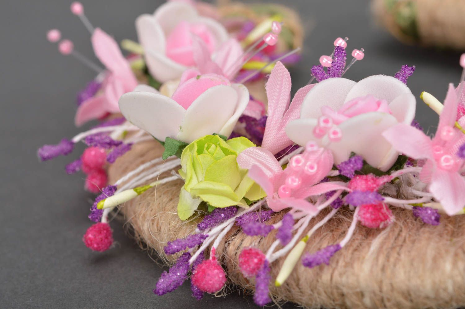 Handmade Hufeisen Anhänger Wand Deko Wohn Accessoire mit Blumen Zum Glück foto 4