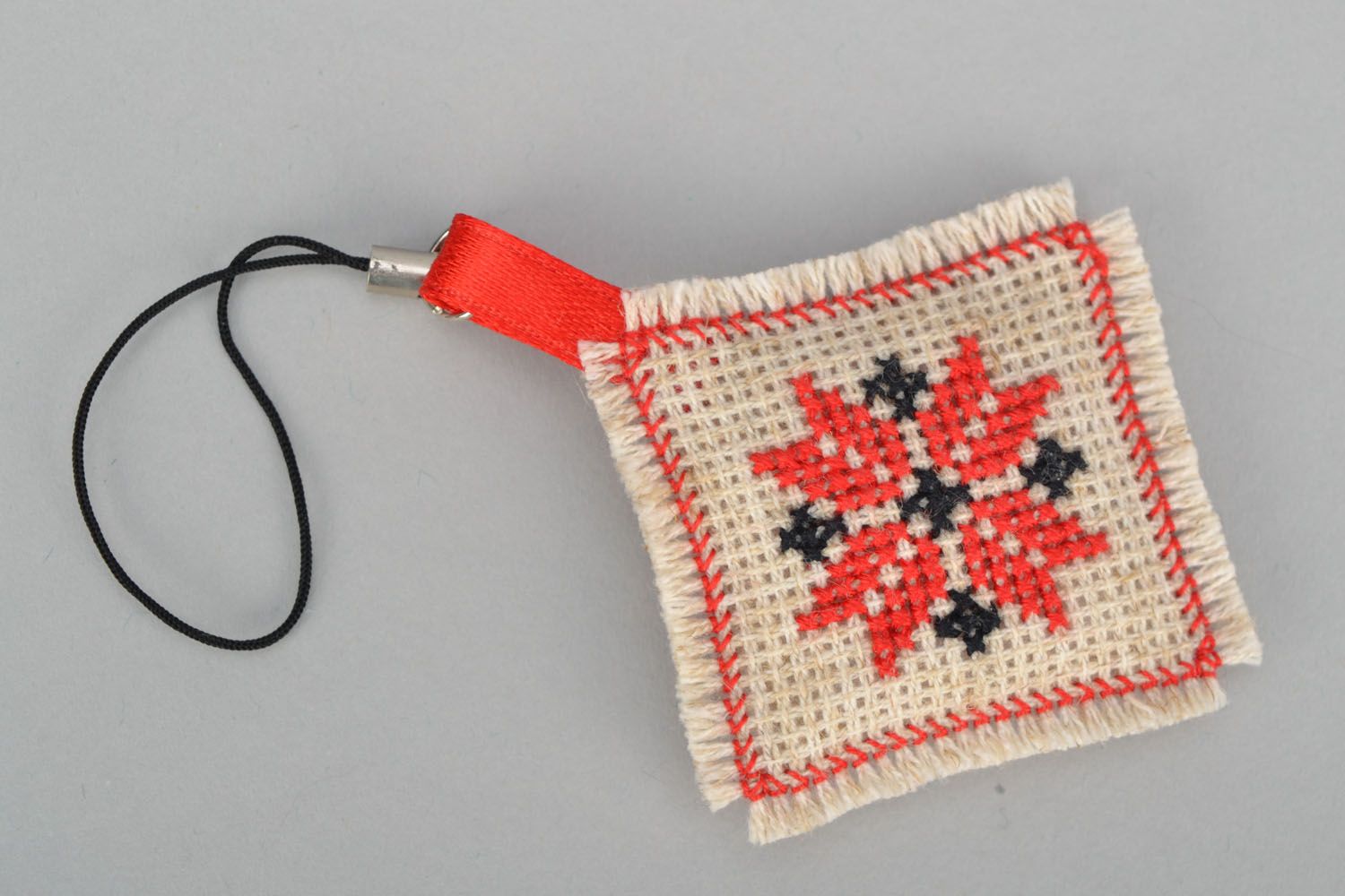 Keychain with cross stitch embroidery photo 4