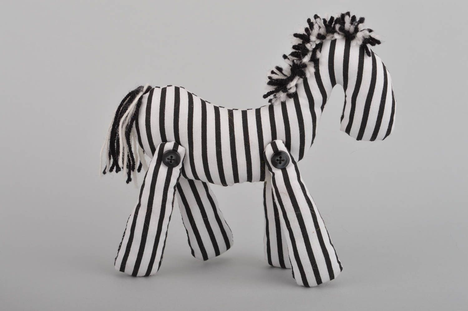 Handmade small unusual beautiful toy striped black and white cute zebra photo 2