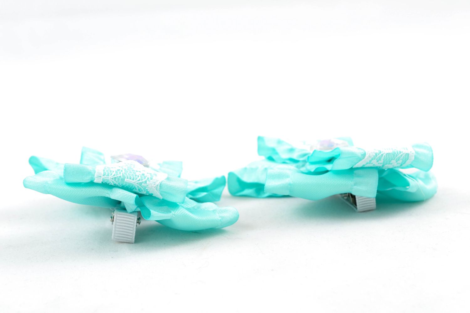 Blaue Haar Gummis aus Ripsbändern foto 4