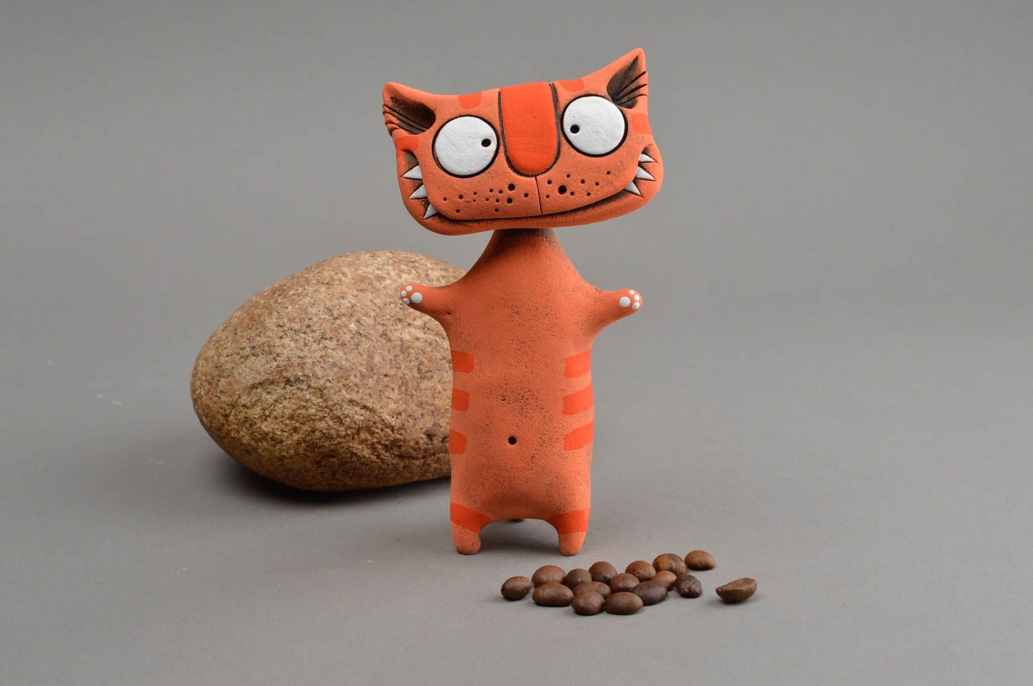 Figurine de chat faite main souvenir cadeau décoration originale orange photo 1