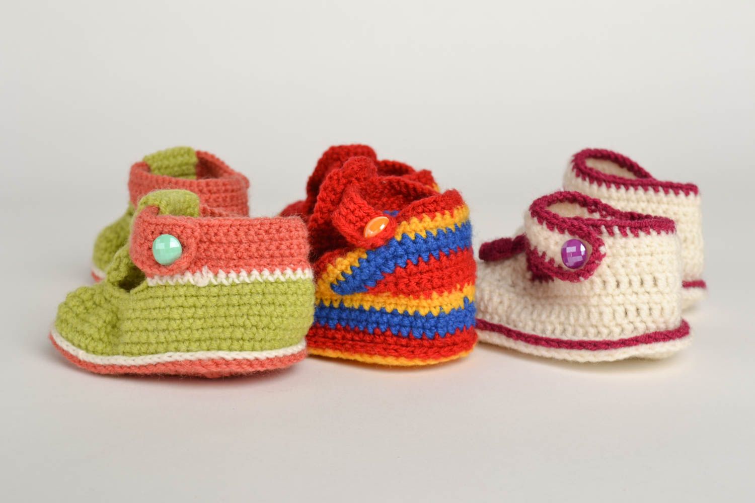 Chaussons tricot fait main Nu-pieds enfant Chaussures bébé fille 3 paires design photo 4