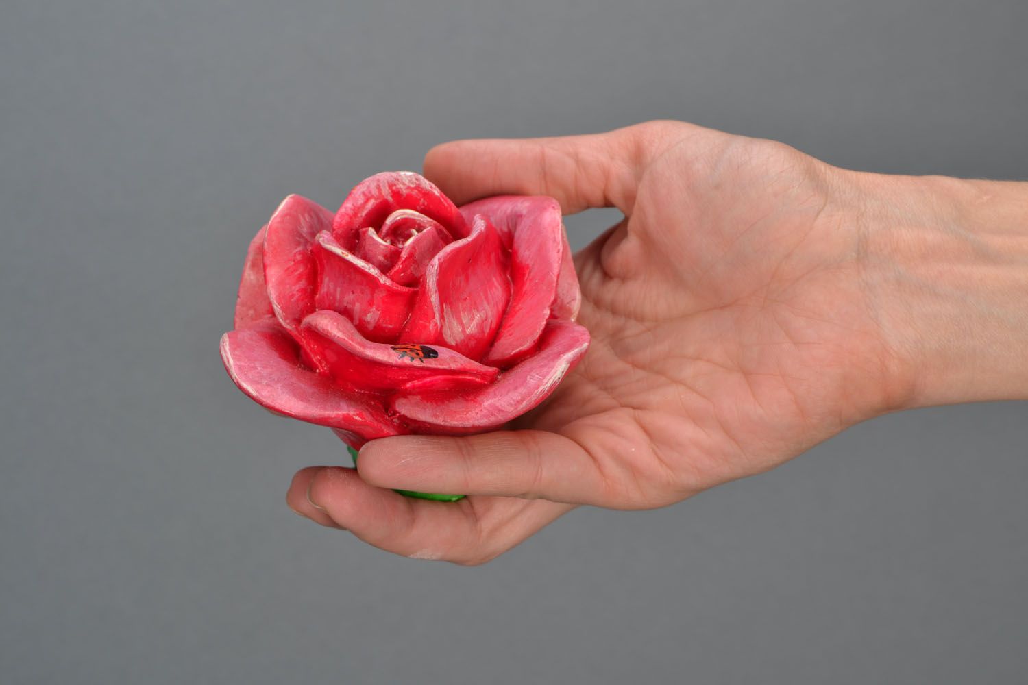 Homemade plaster statuette Red Rose photo 2