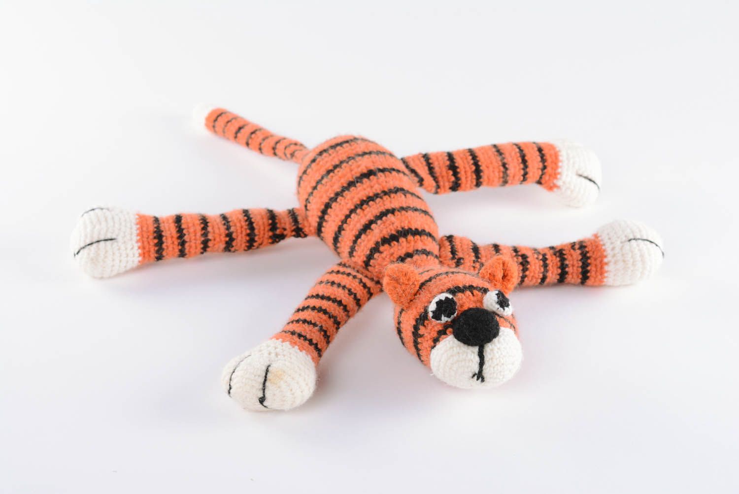 Тигр из шерсти Мягкая вязаная игрушка  фото 1