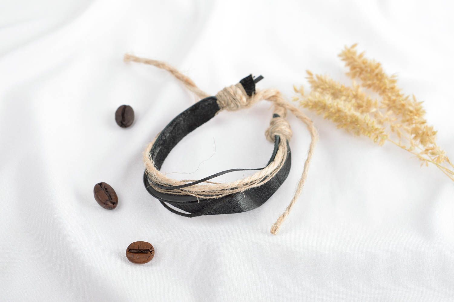 Leather stylish bracelet handmade designer bracelet unusual accessory gift photo 1