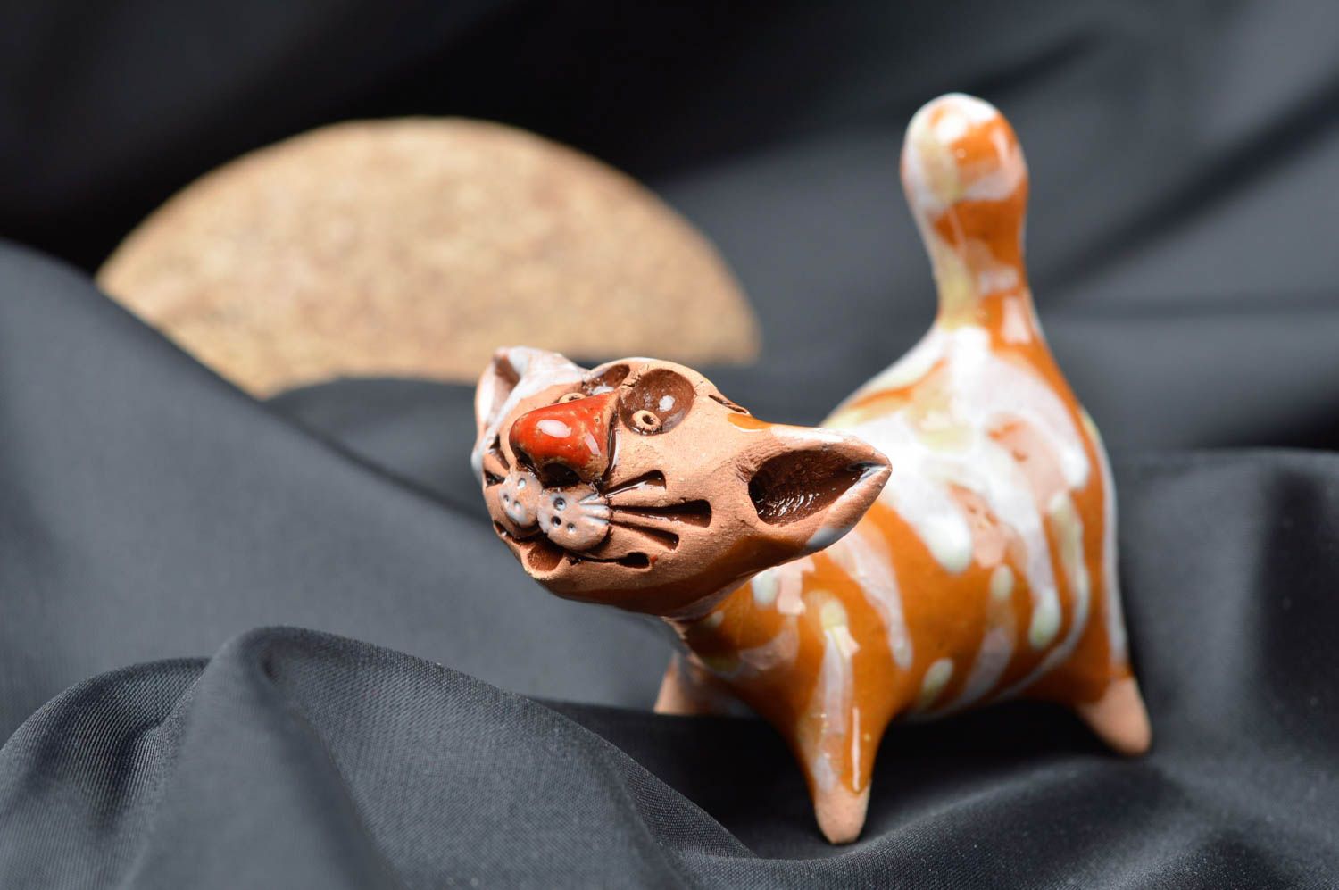 Handmade ceramic animals cat figurines coffee table decoration gifts for women photo 1
