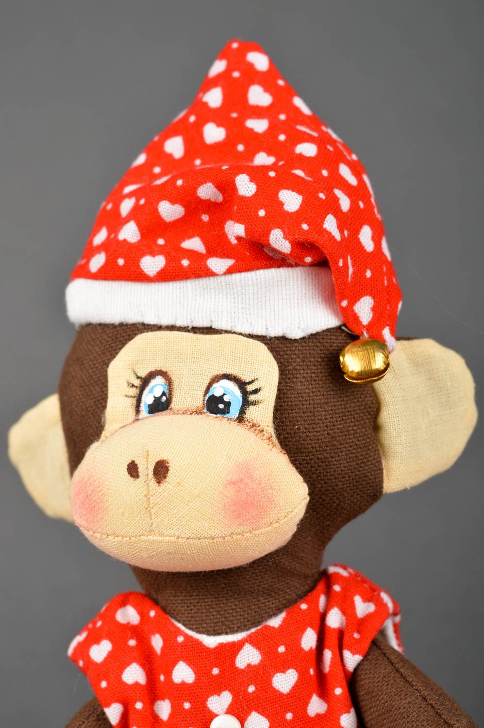 Muñeca artesanal juguete para niño decoración de casa Mono con gorro y vestido  foto 3