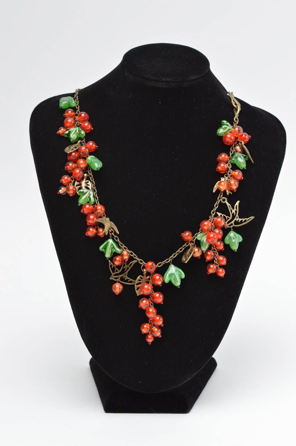 Halskette für Frauen Schmuck aus Glas Schmuck handgemacht Halsketten Damen rot foto 1