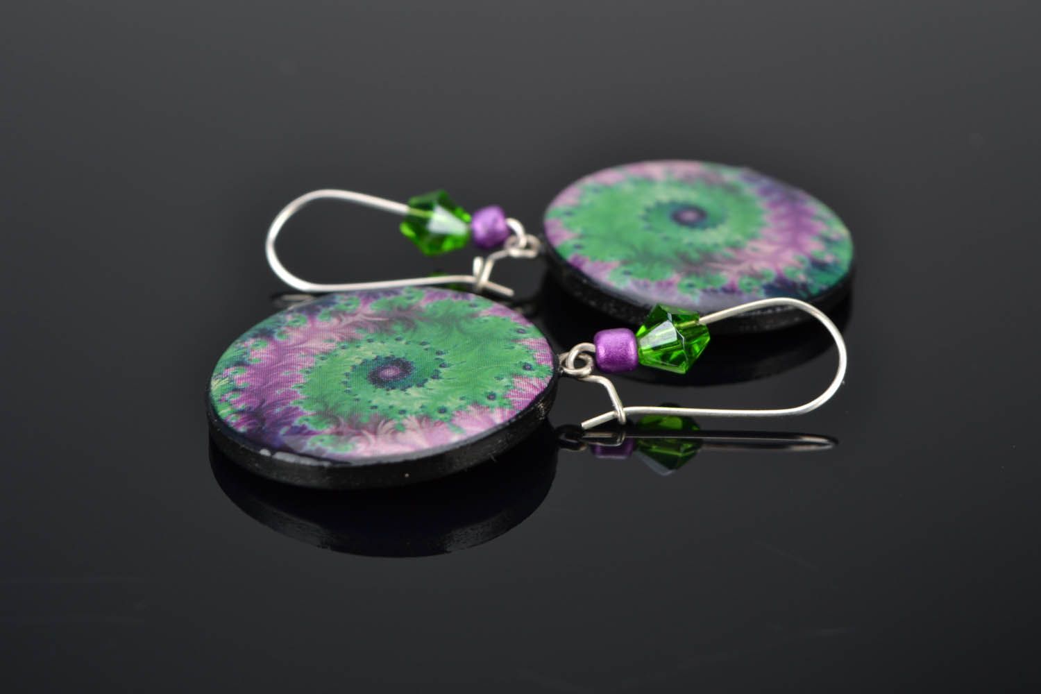 Round polymer clay earrings  photo 1
