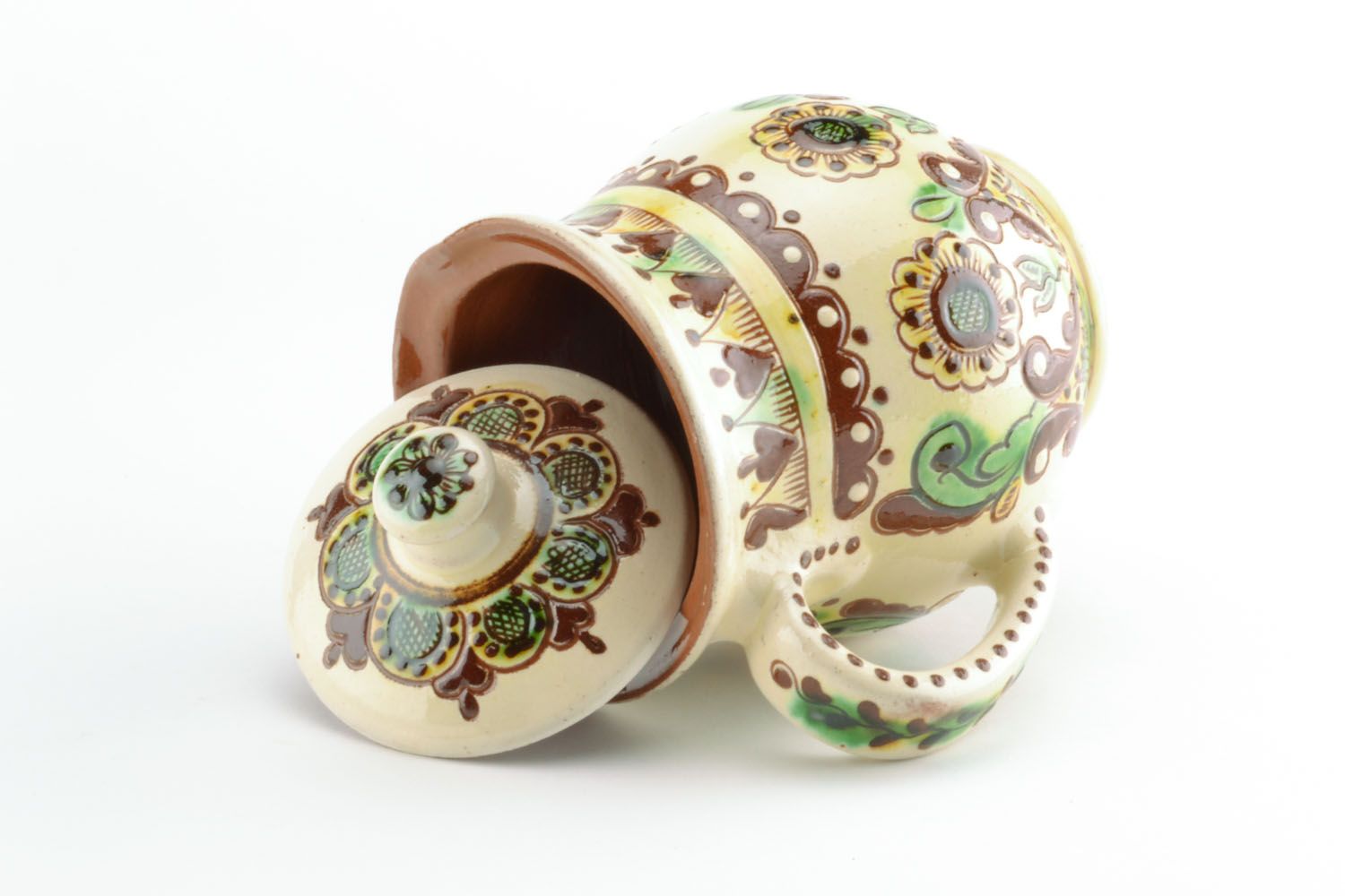 Handmade ceramic 15 oz jug with hand-painted design 1 lb photo 4