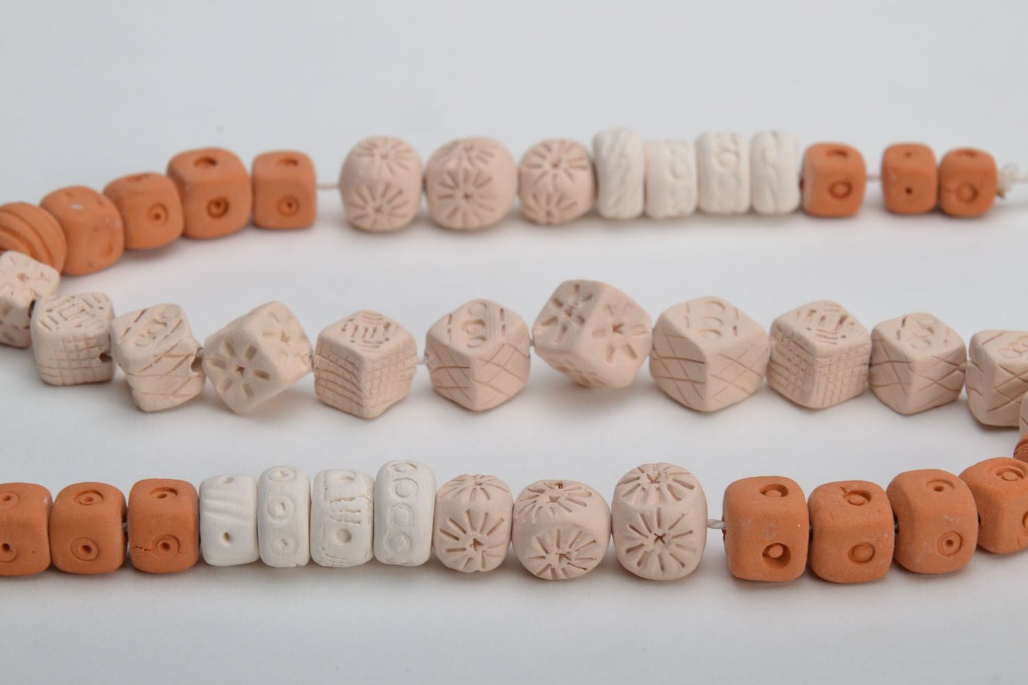 Clay necklace with square beads photo 3