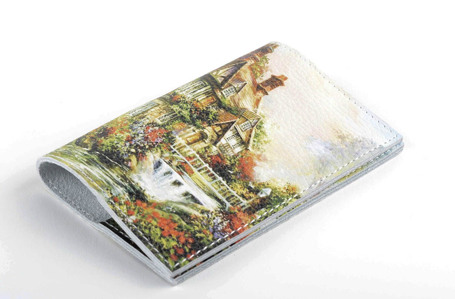 Reisepass Umschlag handgeschaffen Deko Accessoire Passhülle Geschenk hell foto 3