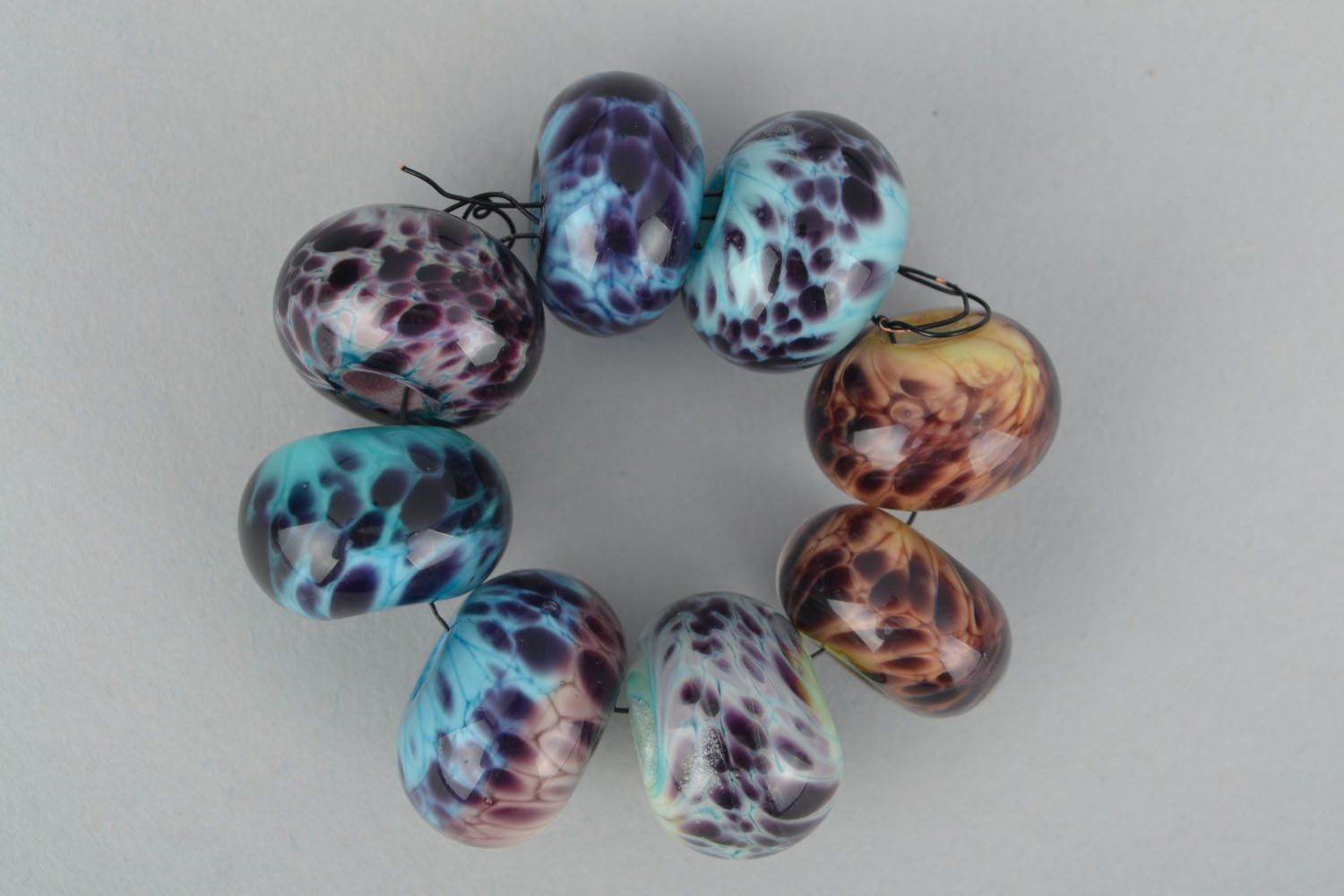 Fourniture verre chalumeau perles fantaisie rondes multicolores photo 2