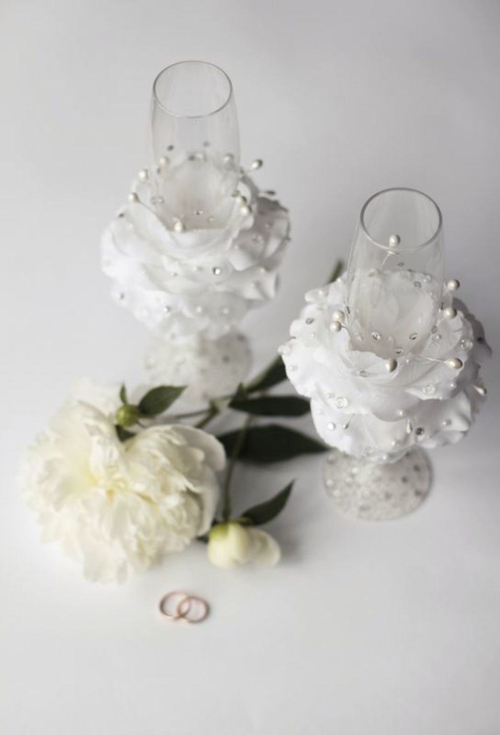 Calici nuziali con il fiore fatti a mano idee originali decorazione nozze  foto 1