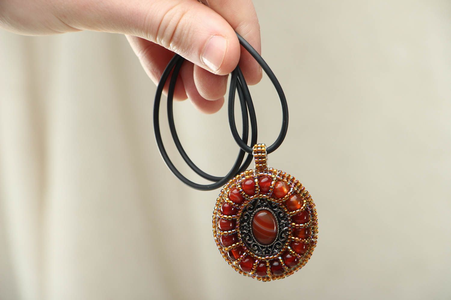 Homemade pendant with cornelian photo 4