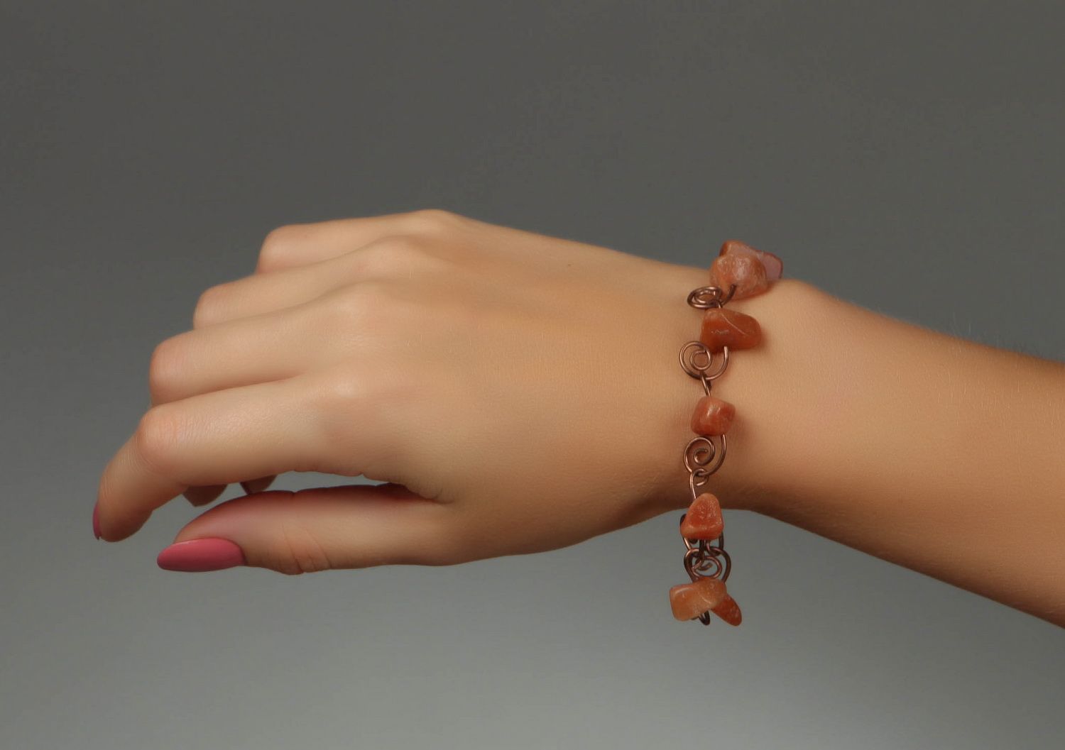 Copper Bracelet with Natural Stones photo 5