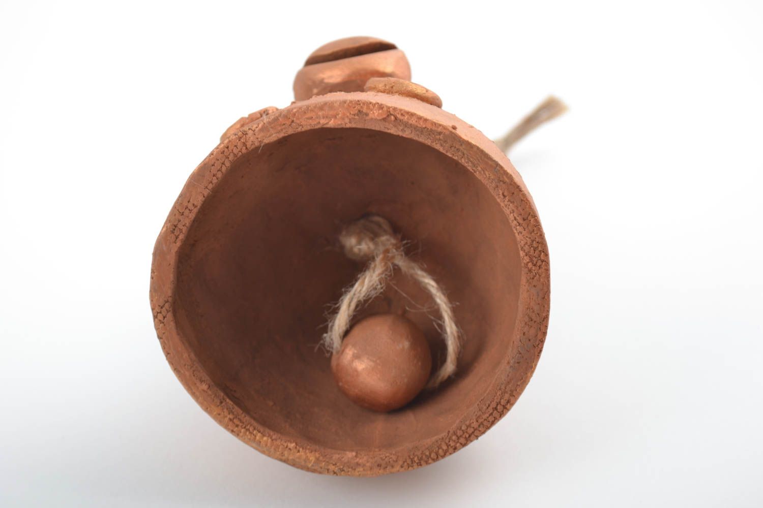 Campanello d'autore in ceramica fatto a mano a forma di coniglio divertente
 foto 3