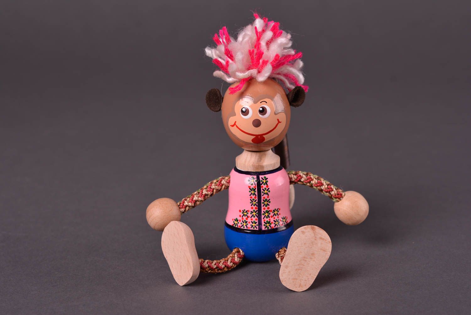 Handgefertigt Affe Spielzeug Holzspielzeug Öko Kinder Geschenk farbenfroh foto 1