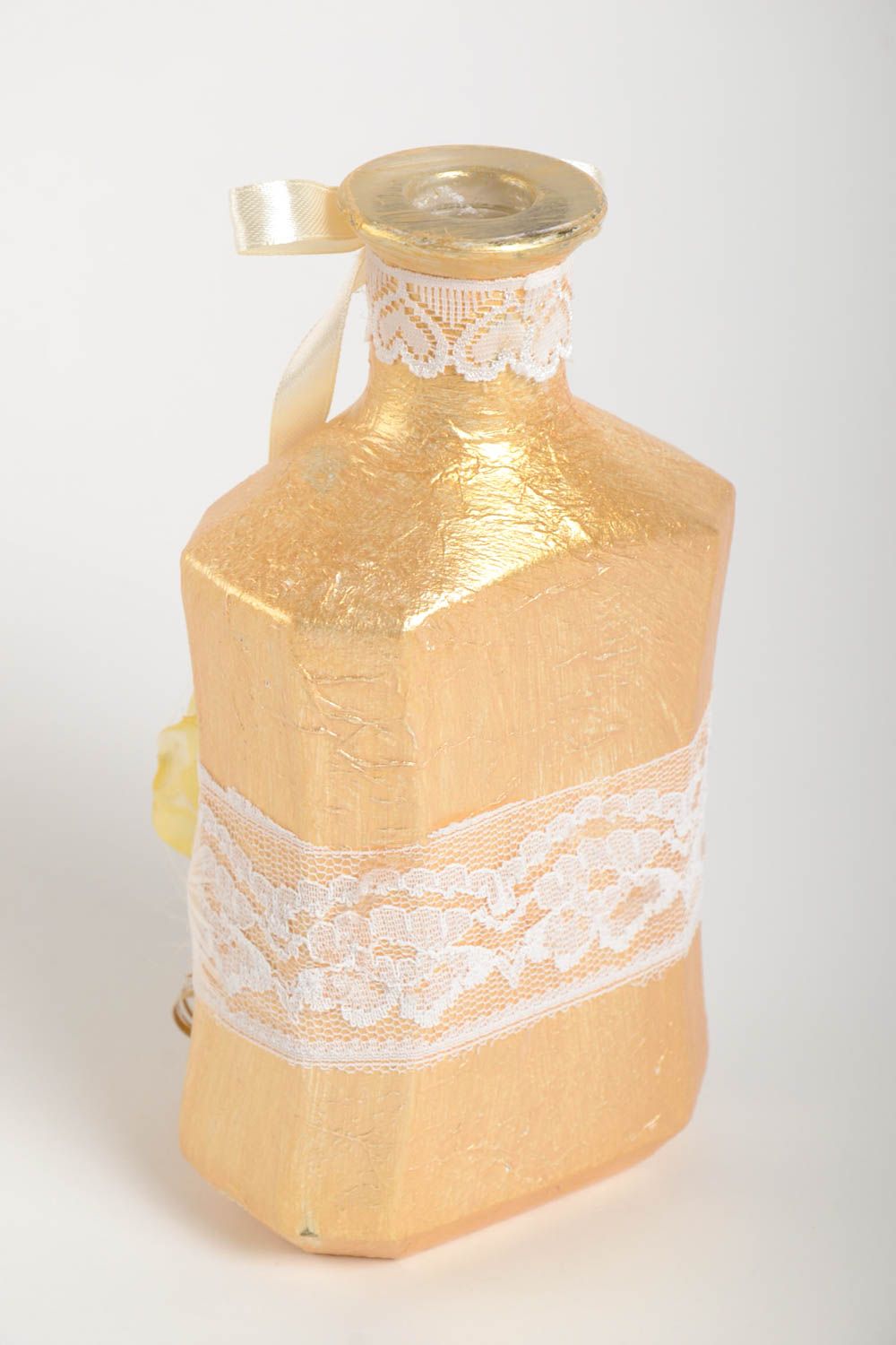 3 inches gold color wedding-style décorative handmade glass vase 0,09 lb photo 4