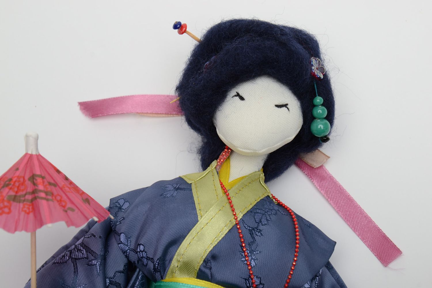 Авторская кукла из ткани японская гейша  фото 3