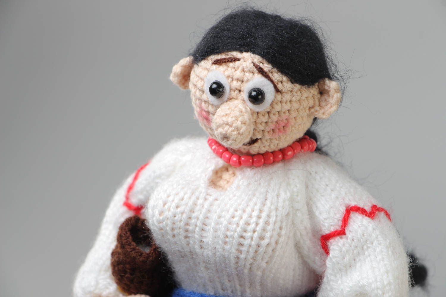Children's handmade soft toy crochet of acrylic threads Ukrainian Girl photo 3