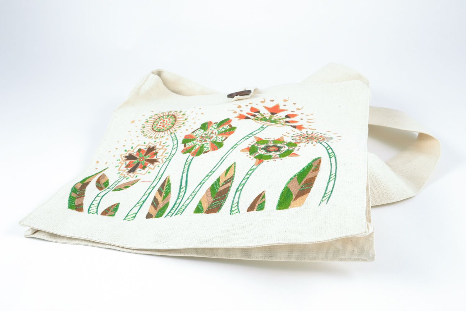 Textile women's bag with drawing photo 4