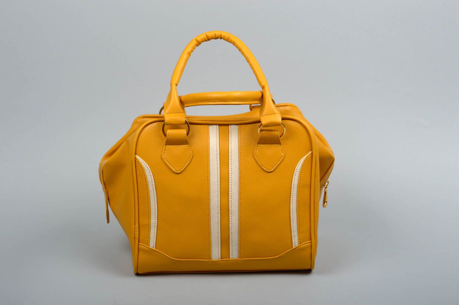 Сумка ручной работы желтая сумка на плечо в полоску женская сумка яркая фото 2