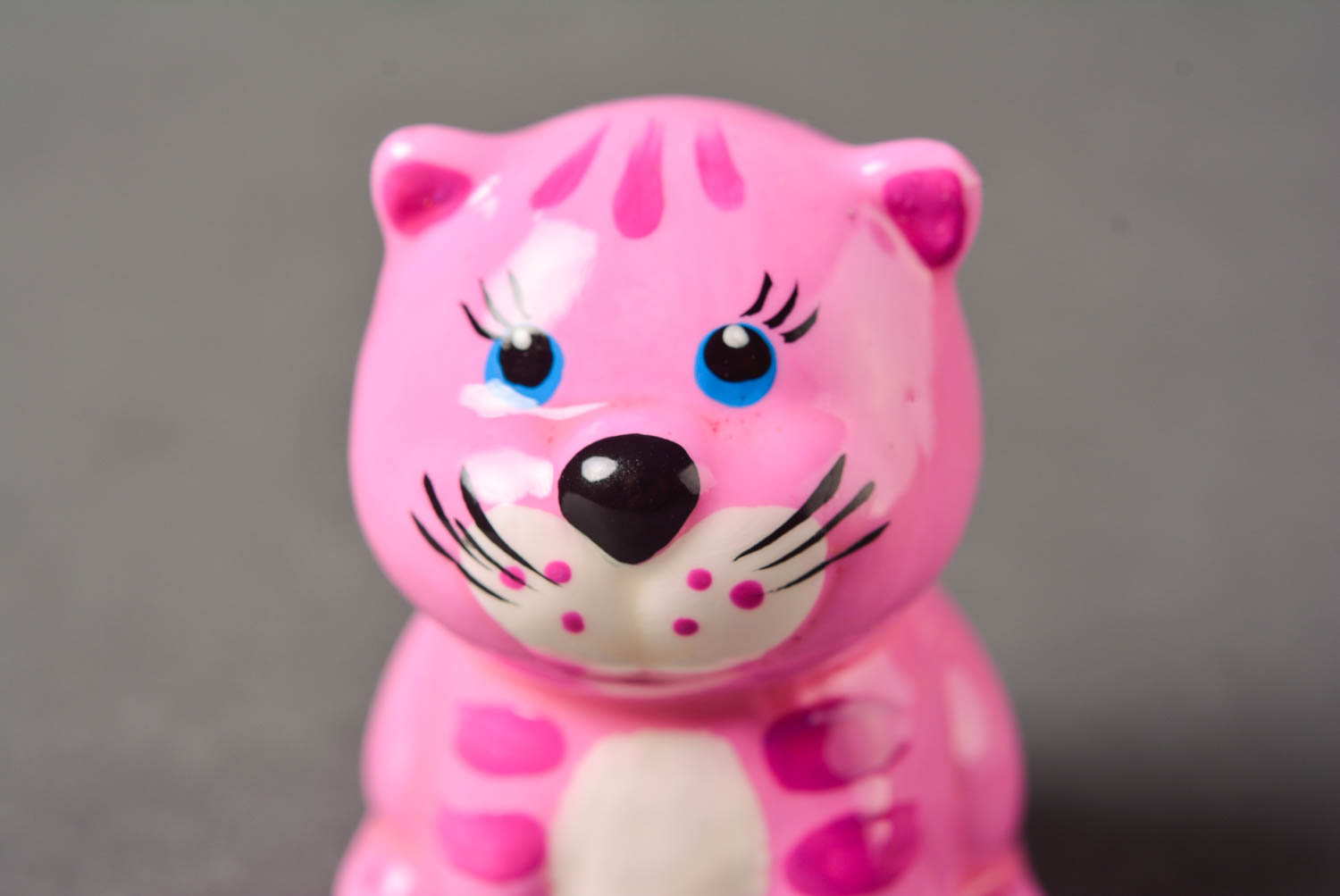 Figura de yeso artesanal decoración de interior regalo para niña Gato rosado foto 4