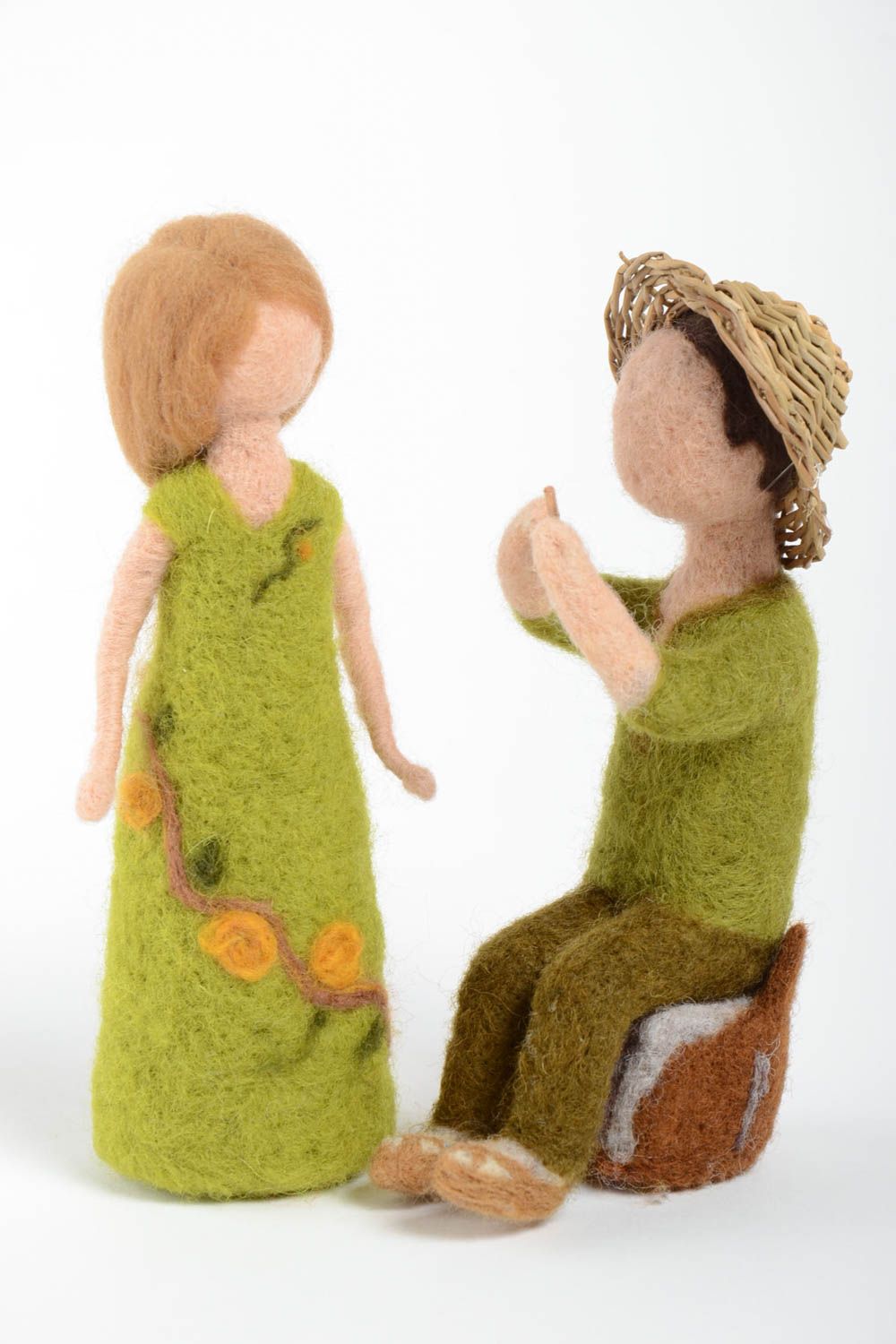Handmade Designer Spielzeuge Puppen Set Geschenk für Frau 2 Stück Trockenfilzen foto 2