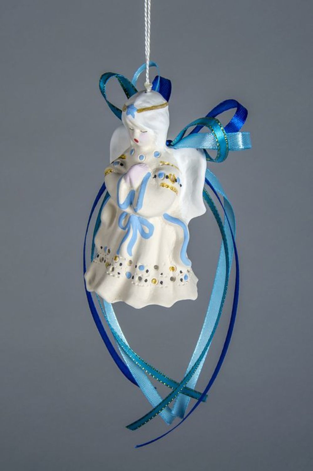 Bell made of white clay Christmas Angel photo 2