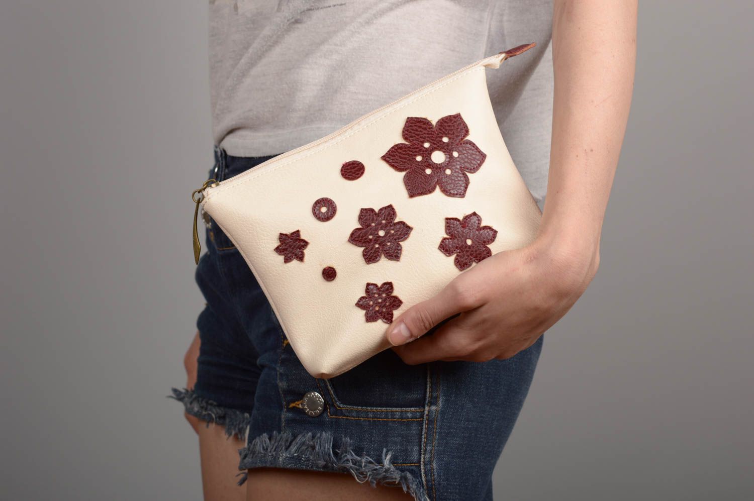 Handmade female small bag stylish clutch with flowers designer women accessory photo 5