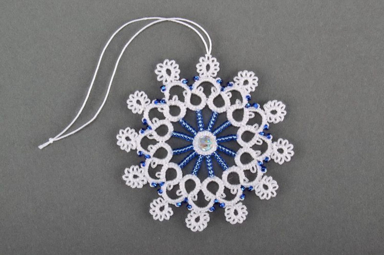 Christmas tree decoration Snowflake with crystals photo 4