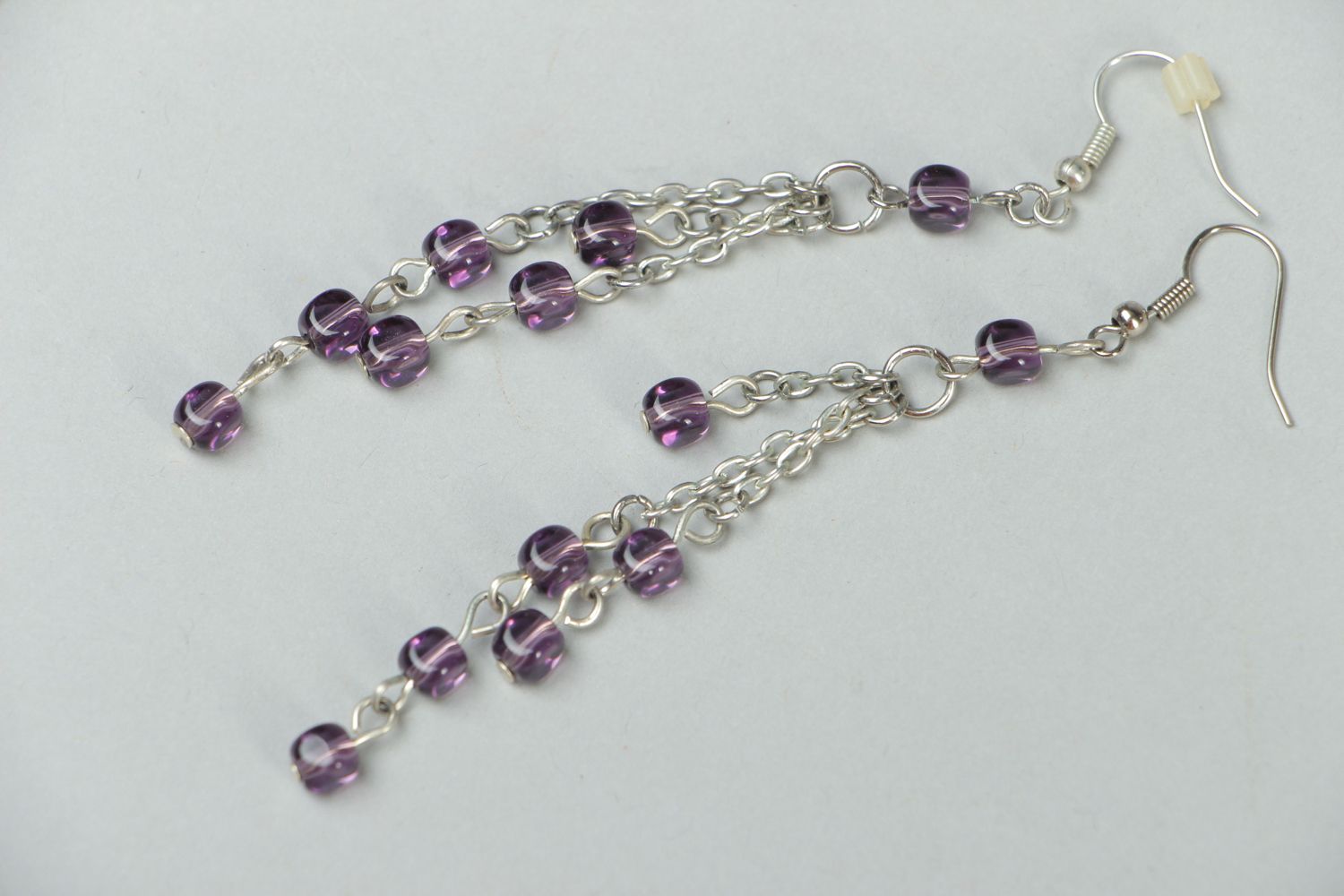 Czech glass jewelry set of violet color photo 2