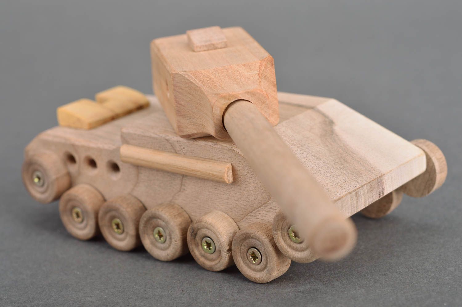 Unusual handmade designer children's wooden toy tank for children and collection photo 4