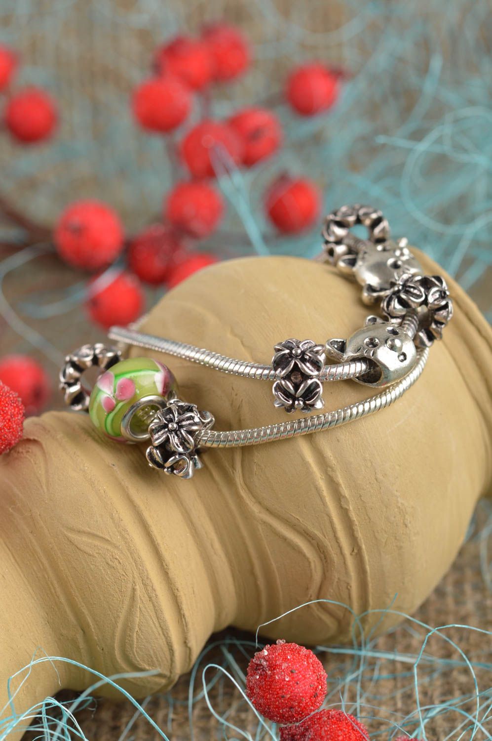 Female bracelets set of 2 wrist bracelets beaded stylish accessories photo 1