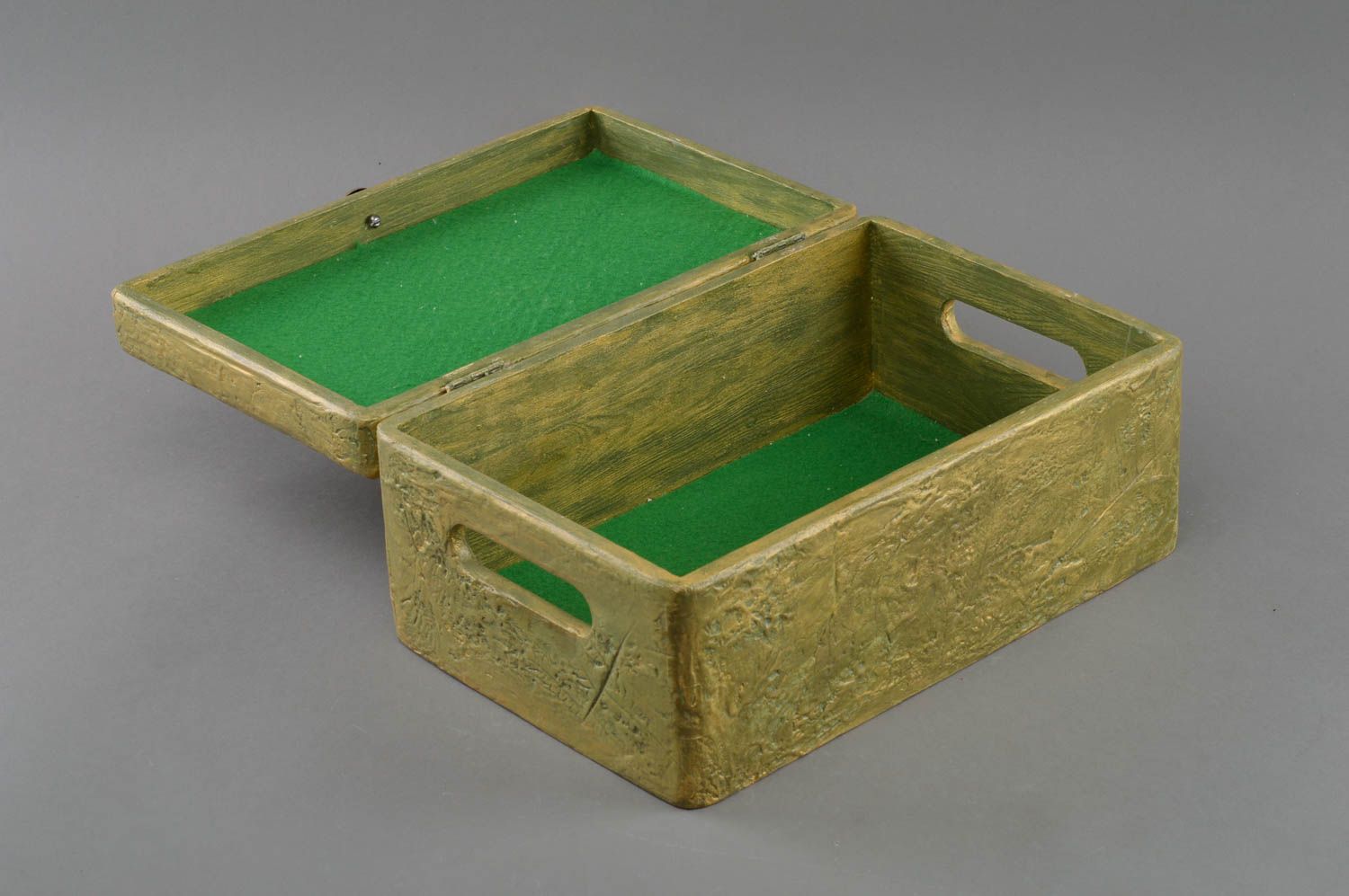 Handmade small wooden decoupage designer decorative jewelry box dark green photo 3
