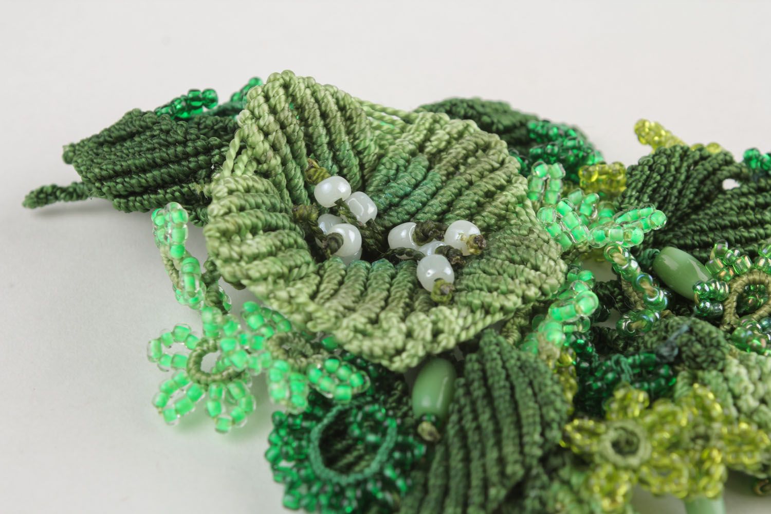 Brooch made using macrame and ankars techniques Spring photo 5